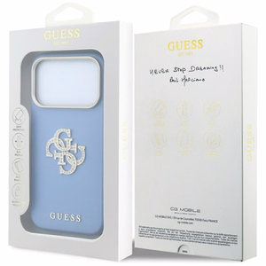 Guess Smooth & Big Strass Logo dėklas iPhone 18 Pro Max / 17 Pro Max – mėlynas