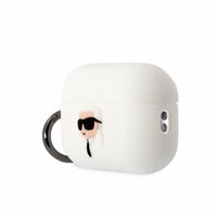 Karl Lagerfeld KLAP2RUNIKH AirPods Pro 2 dėklas baltas/baltas Silikoninis Karl Head 3D