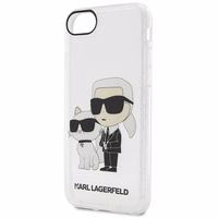 Karl Lagerfeld KLHCI8HNKCTGT iPhone 7/8/ SE 2020 / SE 2022 permatomas kietas dėklas Blizgučiai Karl&Choupette