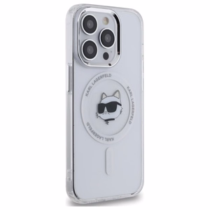 Karl Lagerfeld IML Metalinė Choupette galva MagSafe dėklas iPhone 14 Pro - baltas