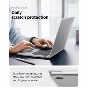 Spigen AirSkin dėklas, skirtas MacBook Air 13" 2023 / 2024 / 2025 / 2026 – skaidrus
