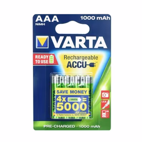 VARTA HR03 AAA Recharge Accu Power 1000 mAh 05703 Įkrovimo tikslumas 4 vnt Žalia, Geltona