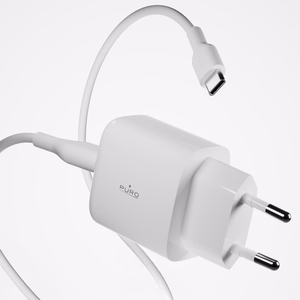 Puro PROLITE 10W 2x USB-A sieninis įkroviklis + USB-A - USB-C kabelis 1.2m - baltas