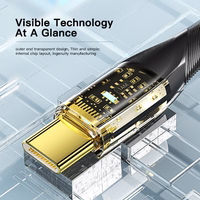 USB Kabelis Essager "Interstellar" skaidrus (juodas) "Type-C / Type-C" 200cm (iki 60W)