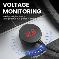 Automobilio cigarečių degiklio lizdo daliklis LM21 - 3 lizdai + USB + Type C - QC 3.0 PD 3A 122W su ekranu ir laidu