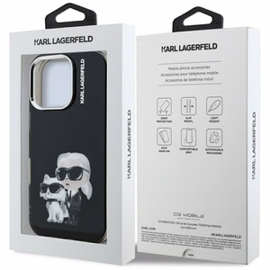 Karl Lagerfeld IML Aquarelle Karl & Choupette & Logo iPhone 16 Pro deklas - juodas