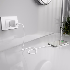 Puro PROLITE 10W USB-A sieninis įkroviklis + USB-A - USB-C kabelis 1.2m - baltas