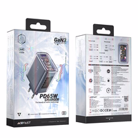 Acefast GaN 65W įkroviklis su 3 jungtimis (1xUSB, 2xUSB C) - pilkas (A45)