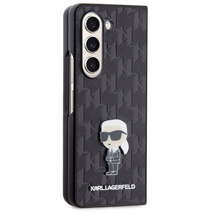 Karl Lagerfeld Saffiano Monogram Ikonik Pin dėklas telefonui Samsung Galaxy Z Fold 5 - juodas