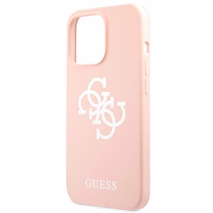 Guess GUHCP13LLS4GWPI iPhone 13 Pro / 13 6.1 silikoninis 4G logotipo kietasis dėklas - rožinis
