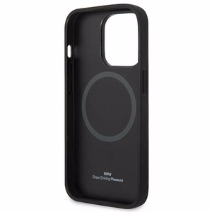 Dėklas BMW BMHMP14LSLLBK iPhone 14 Pro 6,1" juodas/juoda kietas dėklas Parašo Logotipo Atspaudas Magnetinis