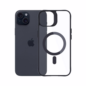 Чехол 3mk Satin Armor MagCase с MagSafe для iPhone 15 Plus - прозрачный с чёрной рамкой
