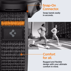 Spigen Athlex Airna Garmin Quick Release 22 mm dirželis, juodas ir oranžinis