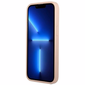 Guess GUHCP13SPSATPP iPhone 13 mini 5,4 "rožinis / rožinis kietas dėklas SaffianoTriangle Logo Kortelių skyrius