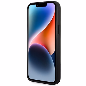AMG AMHMP14XOSDBK iPhone 14 Pro Max 6.7" juodas/juodas kietas odinis dėklas su išlenktomis linijomis MagSafe