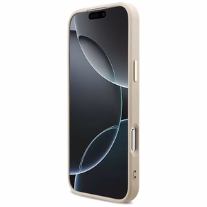 Guess 4G trikampio logotipo magnetinis dėklas telefonui iPhone 17 Pro Max - rožinis ir auksinis