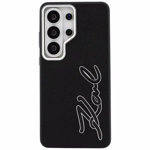 Karl Lagerfeld dėklas Grained Signature Metal Resin Logo Samsung Galaxy S26 Ultra juodas