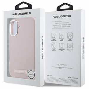 Karl Lagerfeld FW Metal Plate Magnetinis dėklas telefonui iPhone 16 - rožinis