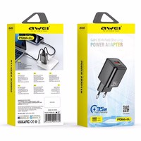 Įkroviklis Awei PD66-EU 35W GaN USB-A/USB-C juodas