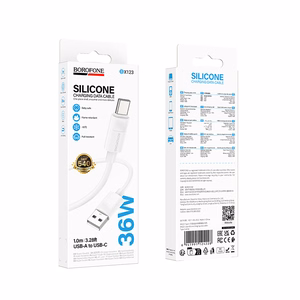 "Borofone" kabelis BX123 "Leya" - USB ir Typ C - 36W 3A 1 metras, baltas