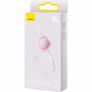 BASEUS kabelis 3in1 Type-C į Micro USB / Lightning / Type-C PD QC4.0 3,5A 100W CAMJ010205 1,1m violetinis