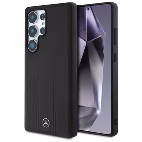 Mercedes Odinis Įspaustos linijos Magnetinis dėklas Samsung Galaxy S25 Ultra - juodas