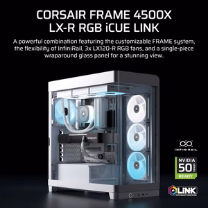 Corsair 4500X LX-R RGB grūdintas stiklas vidutinio bokštelio korpusas, baltas