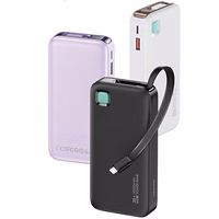 USAMS Išorinė baterija su suvyniojamuoju Lightning laidu 10000 mAh PD 20W Fast Charge XY Series baltas 10KCD22502 (US-CD225)