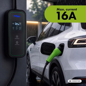 „GreenBlue“ nešiojamasis įkroviklis elektromobiliams (EV) / įkraunamiems hibridams (PHEV), „Type 2“, 6,8 m laido ilgis, IP65, 11 kW, 220–380 V AC, 50/60 Hz, 16 A, trifazis, GB1100