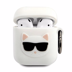 Karl Lagerfeld silikoninis Choupette dėklas AirPods 1/2 baltas