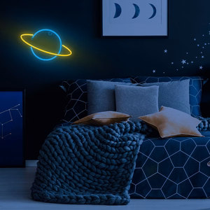 Neon LED Light SATURN geltonas mėlynas Bat + USB FLNE11 Forever Light