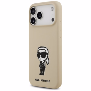 KARL LAGERFELD dėklas telefonui IPHONE 17 Pro Max su MagSafe suderintas (silikoninis su KL eskizu ir logotipu) - rudas