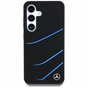 Mercedes Silikoninis Kontrastingos kreivės Magnetinis dėklas Samsung Galaxy S25 - juodas
