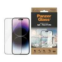 PanzerGlass Ultra-Wide Fit antibakterinis grūdintas stiklas su atspindžių filtru ir pozicionieriumi iPhone 14 Pro Max telefonui
