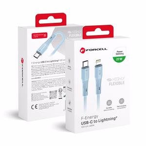 FORCELL F-ENERGY C346 kabelis Type C į Lightning PD 3A 27W Silicone 1 m mėlynas