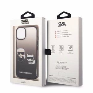 Karl Lagerfeld KLHCP14STGKCK iPhone 14 6,1 "kietas dėklas juodas / juodas Gradientinis Ikonik Karlas & Choupette