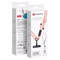 FORCELL F-DESIGN S10X165 kryžminė telefono virvelė su reguliuojamu ilgiu (maks. 82,5cm kilpoje) rožinė balta