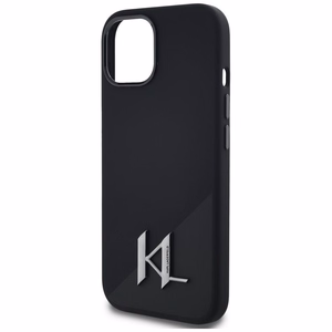 Karl Lagerfeld Silikoninis Shadow Metal Initial Magnetinis dėklas telefonui iPhone 15 juodas
