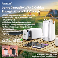 Išorinė baterija Power Bank Remax RPP-565 22.5W 60000mAh pilka