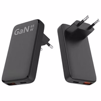 Beline tinklo įkroviklis 1x USB-C + 1x USB 65W juodas (tik galvutė) PD 3.0 + QC 3.0 BLN2CW65