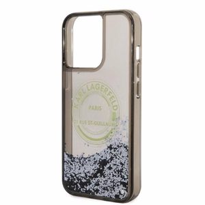 Karl Lagerfeld Liquid Glitter RSG dėklas telefonui iPhone 14 Pro Max - juodas