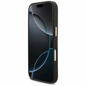 Karl Lagerfeld Big Strap Choupette metalinio logotipo Magnetinis dėklas telefonui iPhone 17 Pro Max - juodas