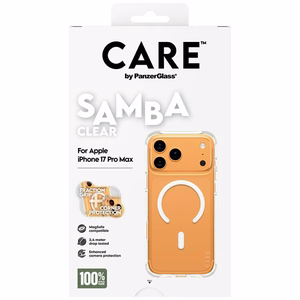 CARE by PanzerGlass Madingas Samba dėklas su baltu Magnetiniu iPhone 17 Pro Max - Skaidrus