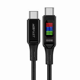 Acefast C7-03 USB-C USB-C 100W 1.2m kabelis su ekranu - juodas