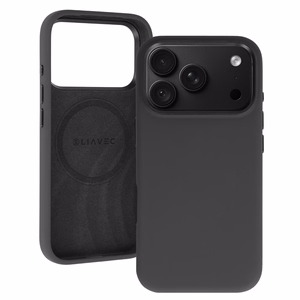 Liavec Silky dėklas su metaliniu kameros rėmeliu, skirtas iPhone 18 Pro Max/17 Pro Max, juodas