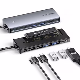 Adapteris Essager "6 in 1" pilkas (In: Type-C)