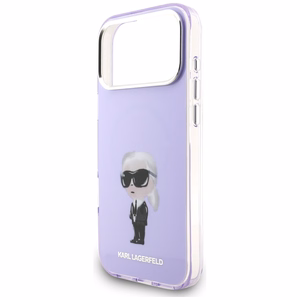 Karl Lagerfeld IML akvarelės Karl & Choupette ir logotipo magnetinis dėklas telefonui iPhone 17 Pro Max - violetinis