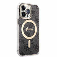 Rinkinys Guess GUBPP13LH4EACSK dėklas + įkroviklis iPhone 13 Pro juodas kietas dėklas su 4G raštu Magnetinis