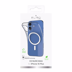 Puro 03 Mag MagSafe silikoninis dėklas telefonui iPhone 16 Plus - permatomas