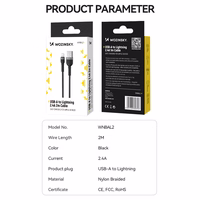 Wozinsky WNBAL2 USB-A / Lightning kabelis 2.4A 2m - juodas